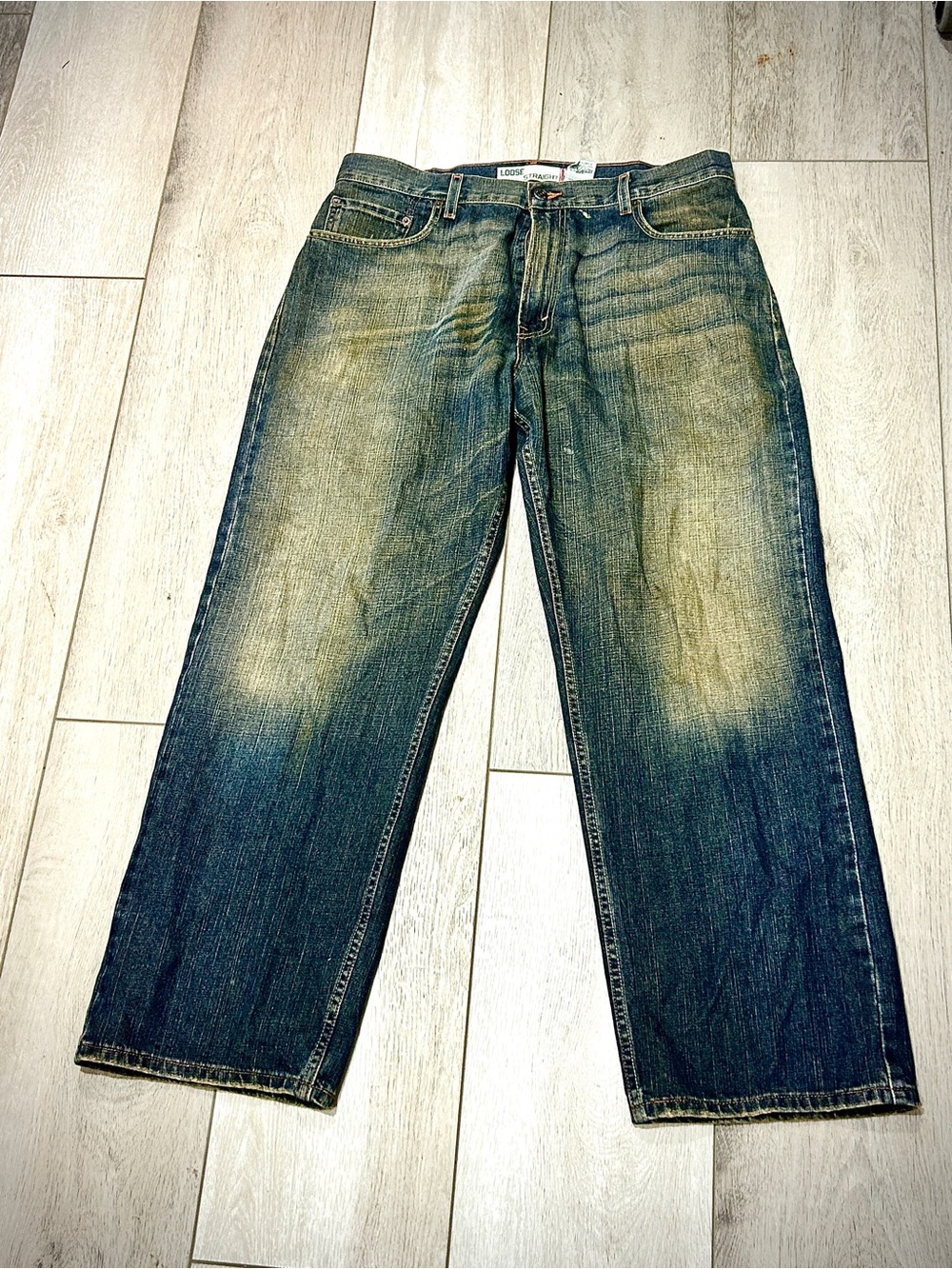 Levi's 569 Loose Straight Leg Distressed Blue Denim Jeans
